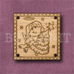 X070 Angel with Tree Square Button 25mm x 25mm