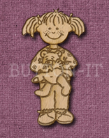 Laser Engraved Girl with Teddy Bear Craft Shape
