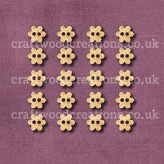 Mini Flower Buttons Laser Cut from Solid Beechwood