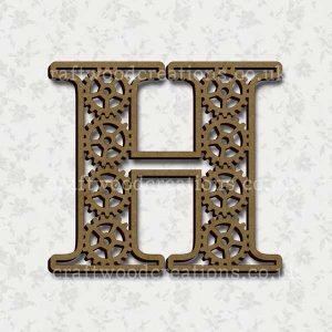 Steampunk Cog Alphabet Letter H