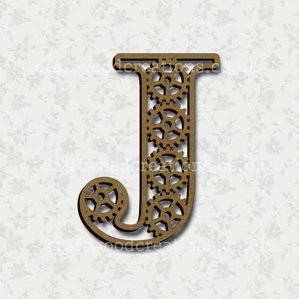 Steampunk Cog Alphabet Letter J