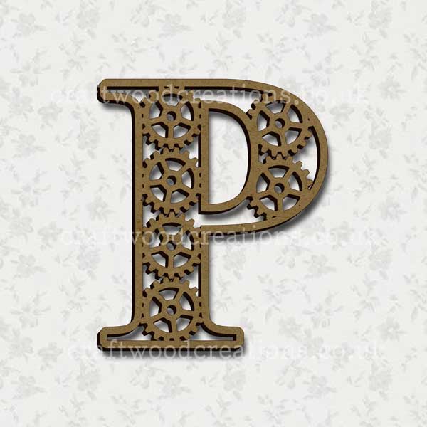 Steampunk Cog Alphabet Letter P