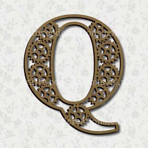Steampunk Cog Alphabet Letter Q