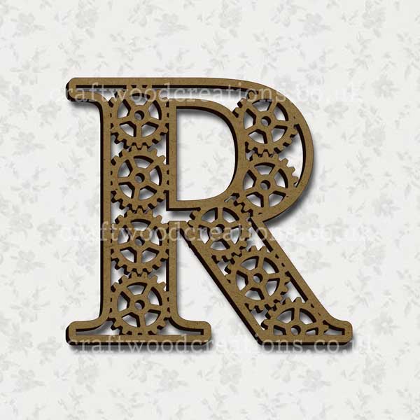Steampunk Cog Alphabet Letter R