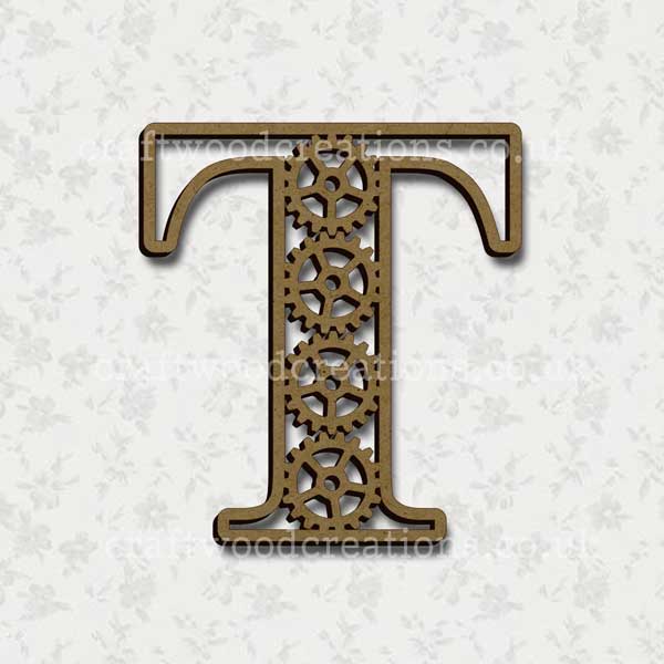 Steampunk Cog Alphabet Letter T