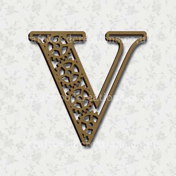 Steampunk Cog Alphabet Letter V