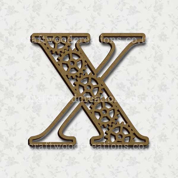 Steampunk Cog Alphabet Letter X