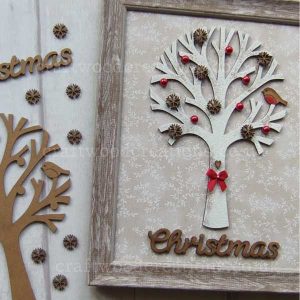 Robin in a tree, 10 snowflakes and Christmas Word