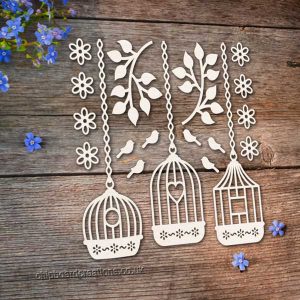 Chipboard Bird Cages with Flowers