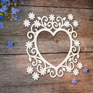 Chipboard Frame Heart and Flowers