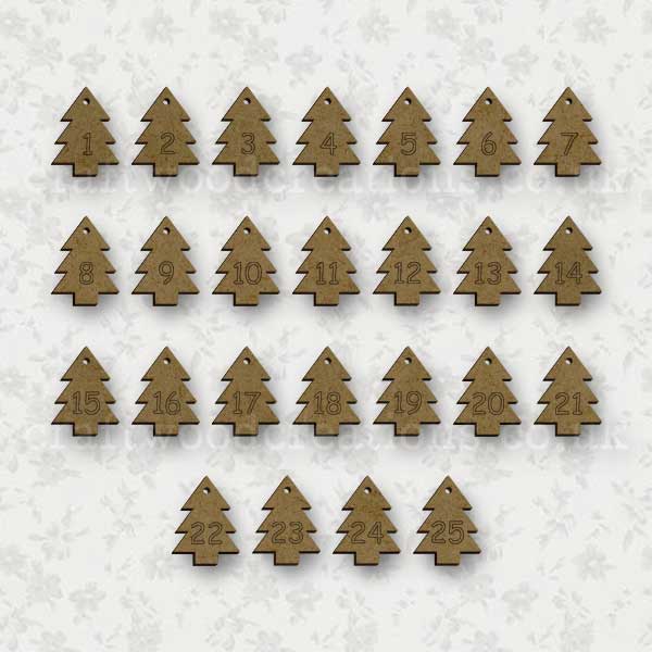 Advent Calendar Christmas Tree Tags Button-It  Craftwood Creations